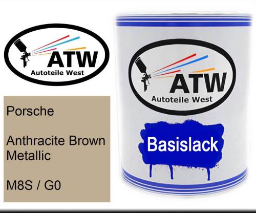 Porsche, Anthracite Brown Metallic, M8S / G0: 1L Lackdose, von ATW Autoteile West.